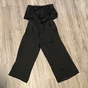 Black Cropped Flared Leg Jumpsuit